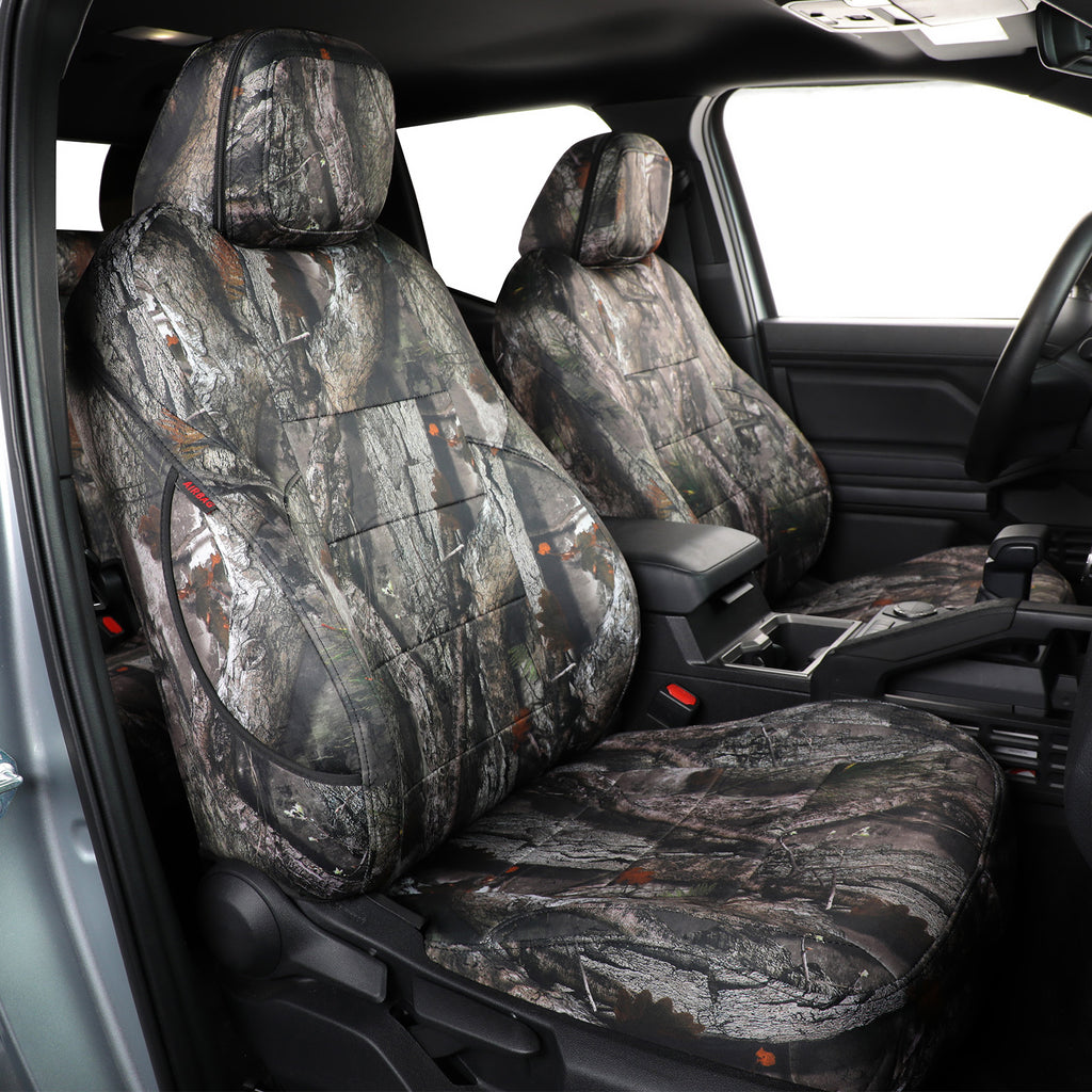 Camouflage-patterned car seat covers inside a vehicle - Neoprene - Camo Jungle
