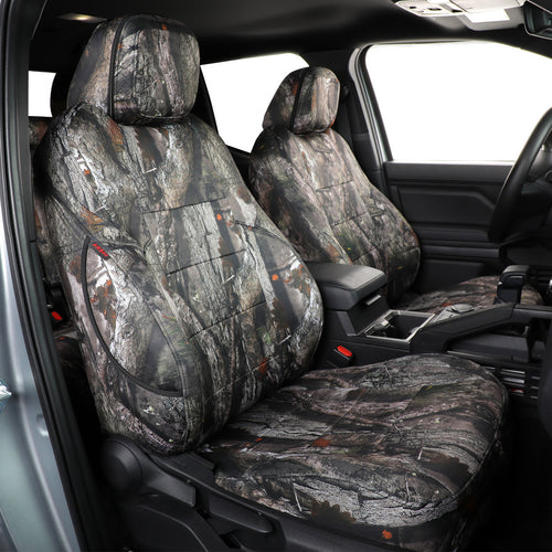 Camouflage-patterned car seat covers inside a vehicle - Neoprene - Camo Jungle