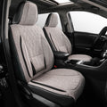 Blac/Beige car seat covers on a vehicle interior